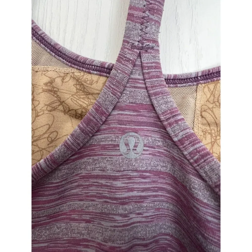LULULEMON Sexy Y-Back Tank Top Heather Purple Gray Womens size 6 - 2072